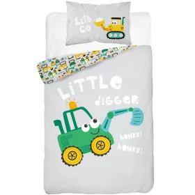 Markolós ovis ágynemű – Little Digger, szürke, fiús 100% pamut ágyneműhuzat
