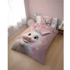 Hercegnős nyuszis ágyneműhuzat 140x200 cm 100% pamut gyerekeknek rózsaszín mintával