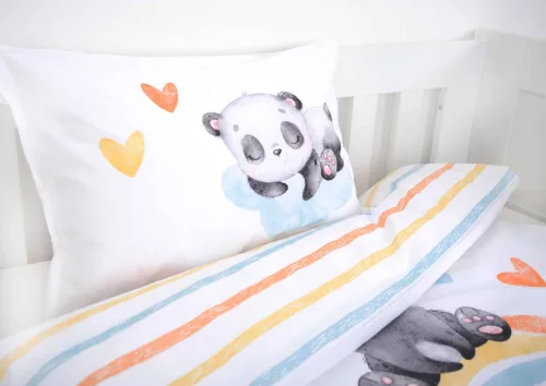 Pandás ovis ágynemű szett (szivárvány)