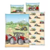 Traktoros mintás ovis ágyneműszett paplannal, párnával és 30×30×30 cm-es tárolódobozzal – tökéletes választás ovisoknak