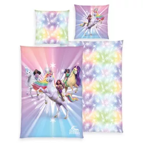 Unicorn Academy Magic ágyneműszett – unikornisos dizájn, 100% pamut, kétoldalas mintával, 140x200 cm paplanhuzat és 70x90 cm párnahuzat, cipzáras záródással, 60°C-on mosható