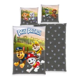 Mancs Őrjárat Little Heroes pamut ágyneműszett 135x200 + 80x80 cm – cipzáros, kétoldalas, 100% pamut