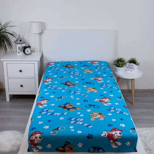 Mancs őrjárat gumis lepedő 90x200 cm 100% pamut Paw Patrol mintával