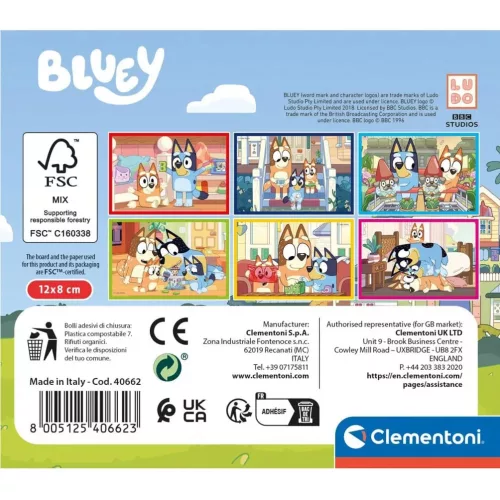 Bluey mesekocka 6 db-os puzzle 2 éves kortól Clementoni fejlesztő játék