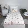 erdei állatos ágynemű 100x135 40x60 cm pamut gyerek medve róka nyuszi őzike akvarell stílus természetes minta bézs alapon