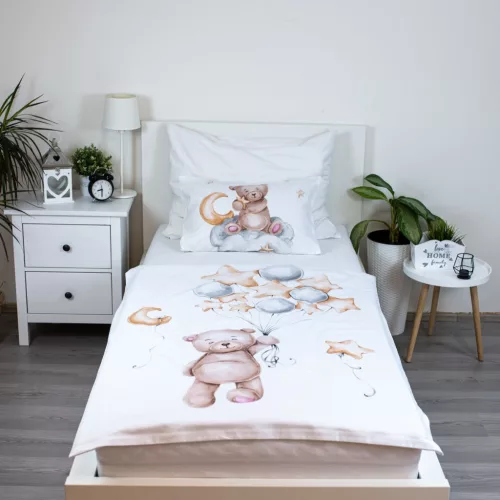 macis csillagos ágynemű 100x135 40x60 cm pamut gyerek baba fehér akvarell lufis holdas minta nyugodt pasztell