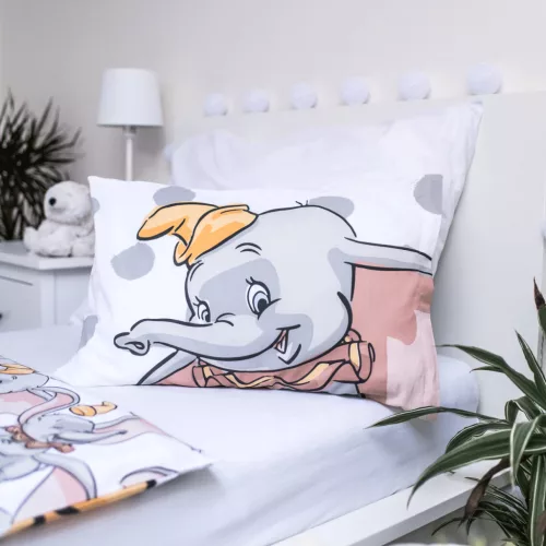 dumbo ágynemű 100x135 40x60 cm pamut disney repülő elefánt pöttyös gyerek huzat fehér szürke rózsaszín