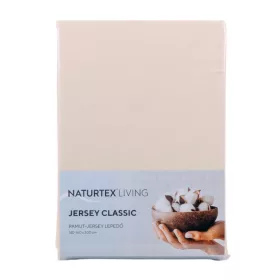 Naturtex barack jersey gumis lepedő – 140–160×200 cm, 100 % pamut, sarokgumis, színtartó